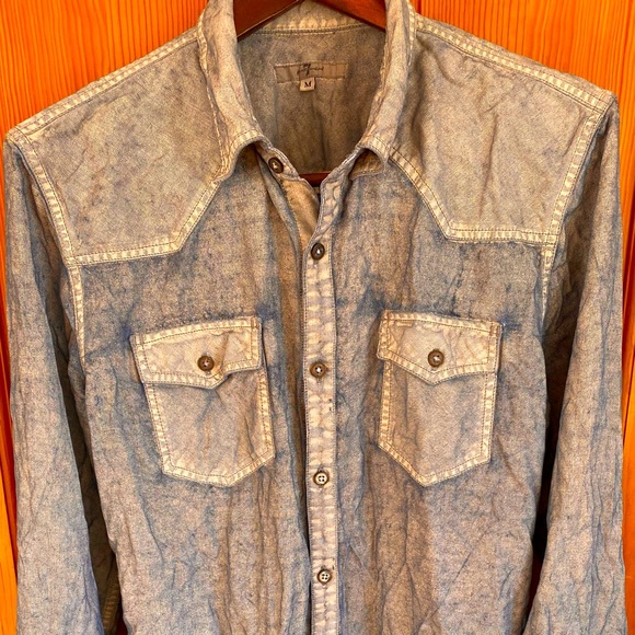 7 For All Mankind Paint Washed Button Down- RARE - Picture 1 of 6